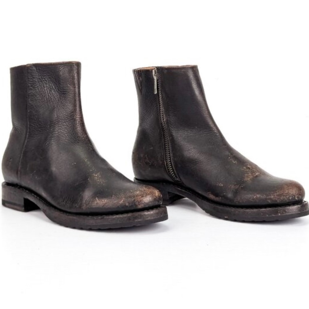FRYE Veronica Antique Black leather moto ankle boots